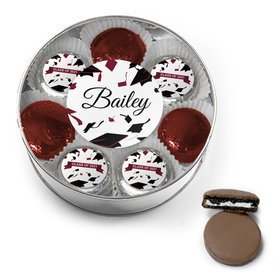 Personalized Graduation Script Chocolate Covered Oreo Cookies XL Silver Plastic Tin