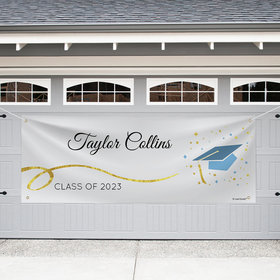Personalized Graduation Giant Banner - Cap & Confetti