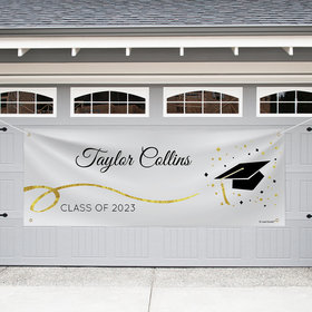 Personalized Graduation Giant Banner - Cap & Confetti