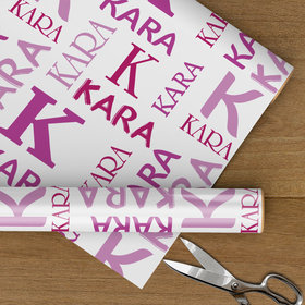 Personalized Pink Repeating Name Wrapping Paper