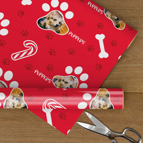 Personalized Pet Paw Photo Christmas Wrapping Paper