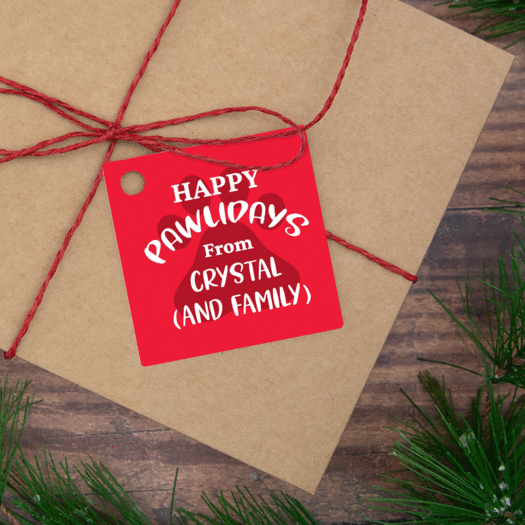 Personalized Happy Pawlidays Hang Gift Tags - Set of 24