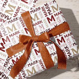 Personalized Brown Repeating Name Wrapping Paper
