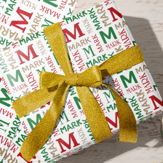 Personalized Christmas Repeating Name Wrapping Paper
