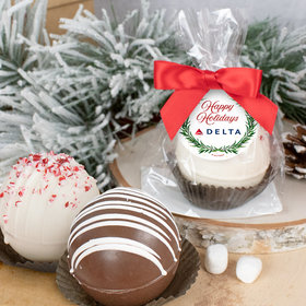 Personalized Christmas Hot Cocoa Bomb Happy Holidays Winter Greenery