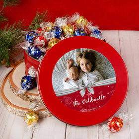 Personalized Christmas Welcoming Joy Tin with Lindor Truffles by Lindt - 24pcs