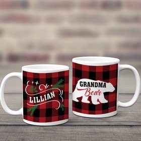 Personalized Plaid Grandma Bear 11oz Mug Empty