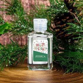 Personalized Hand Sanitizer 2 fl. oz bottle - Christmas Happy Holidays Trees