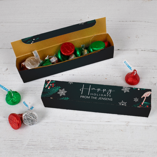 Personalized Candy Cane Large Box with Kisses