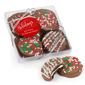 Personalized Gourmet Belgian Chocolate Covered Oreo Cookies Happy Holidays 4pc Gift Box