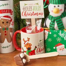 Christmas Holiday Wreath with Logo 11oz Mug with Hot Chocolate Spoon