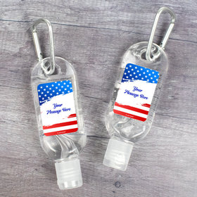 Personalized Patriotic Hand Sanitizer with Carabiner 1 oz Bottle - Stars and Stripes