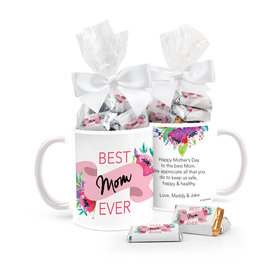 Personalized Mother's Best Mom Ever 11oz Mug with approx. 24 Wrapped Hershey's Miniatures