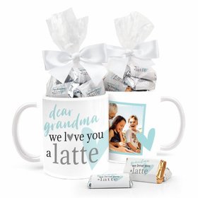 Personalized Mother's Coffee Mug with approx. 24 Wrapped Hershey's Miniatures - We Love You a Latte