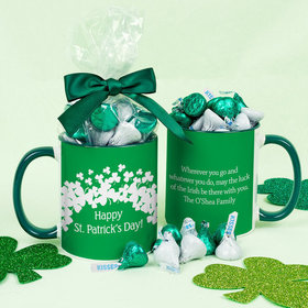 Personalized St. Patrick's Day White Clovers 11oz Mug 1/2lb KISSES