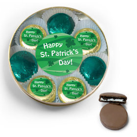 Happy St. Patrick's Day Chocolate Covered Oreo Cookies Large Gold Plastic Tin