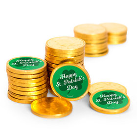 St. Patrick's Day Clover Chocolate Coins with Stickers (84 Pack)