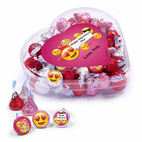 Personalized Valentine's Day Emoji Clear Heart Box 13oz