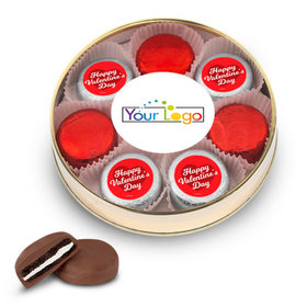 Add Your Logo Valentine's Day Gold Large Plastic Tin with 8 Chocolate Covered Oreo Cookies