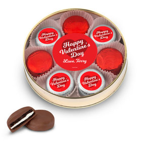 Personalized Valentine's Day Script Heart Gold Large Plastic Tin - 8 Chocolate Covered Oreo Cookies