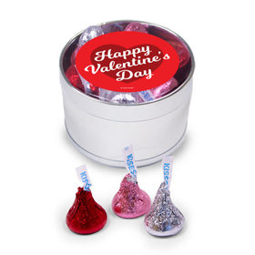 Valentine's Day Heart Medium Silver Plastic Tin - 30 Hershey's Kisses Love Mix