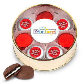 Add Your Logo Valentine's Day Gold Extra Large Plastic Tin - 16 Chocolate Covered Oreo Cookies