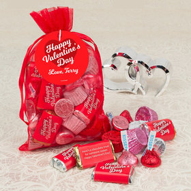 Personalized Valentine's Day Medium Organza Bag with Hershey's Mix (1/2 lb)