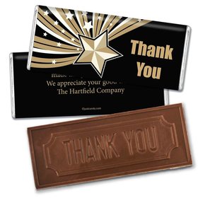 Business Thank You Personalized Embossed Chocolate Bar Gold Stars