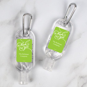 Personalized Hand Sanitizer with Carabiner 1 fl. oz bottle - Thank You Swirls