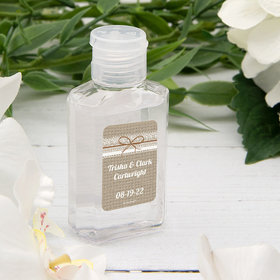 Personalized Hand Sanitizer 2 fl. oz bottle - Wedding Burlap and Lace