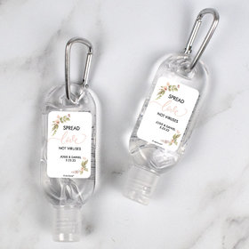 Personalized Hand Sanitizer with Carabiner 1 fl. oz bottle - Wedding Love Watercolor