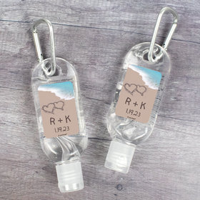 Personalized Hand Sanitizer with Carabiner 1 fl. oz bottle - Wedding Sea Shore Love