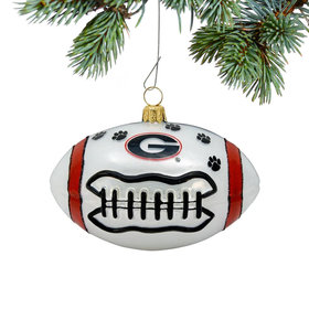 Glass Georgia Football Christmas Ornament