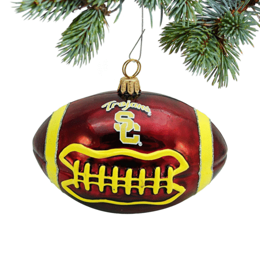 Glass USC Football Christmas Ornament