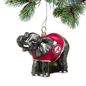 Glass Alabama Elephant Christmas Ornament