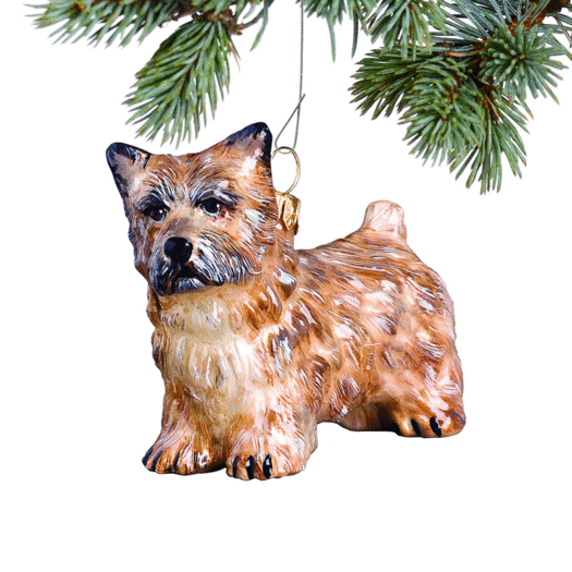 Glass Cairn Terrier Cream Christmas Ornament
