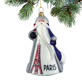 Glass France Santa Christmas Ornament