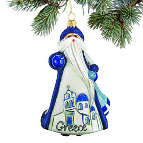 Glass Grecian Santa Christmas Ornament