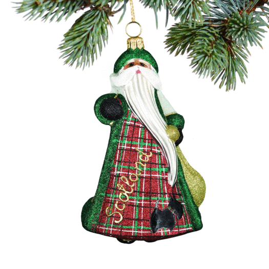 Glass Scottish Santa Christmas Ornament