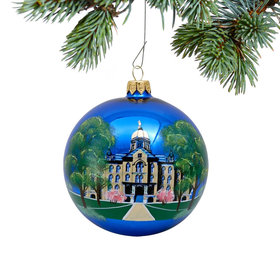 Glass Notre Dame Campus Round Ball Christmas Ornament