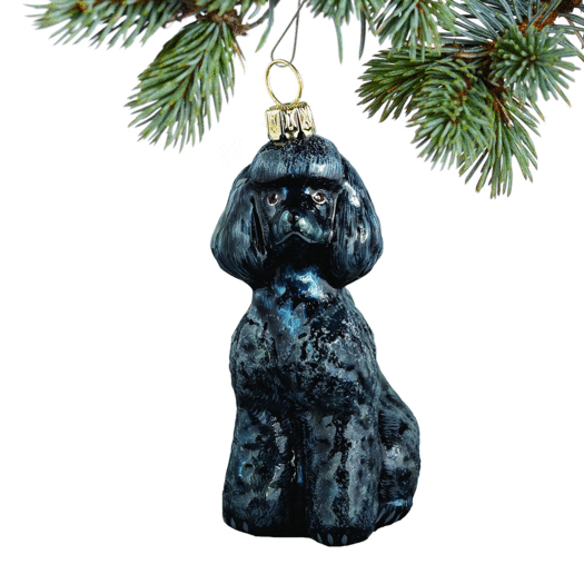 Glass Toy Poodle Black Christmas Ornament
