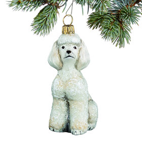 Glass Toy Poodle White Christmas Ornament