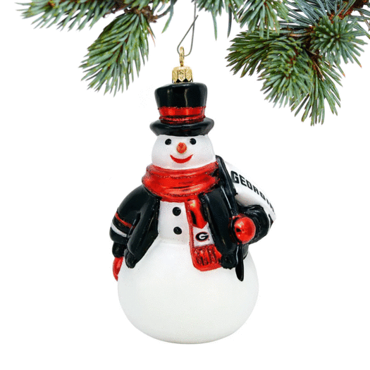 Glass Georgia Snowman Christmas Ornament