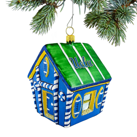 Glass UCLA Gingerbread House Christmas Ornament
