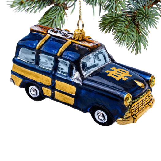 Glass Notre Dame Woody Car Christmas Ornament