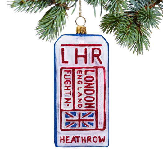 Glass Luggage Tag- London Christmas Ornament