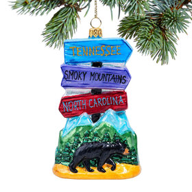 Glass Signs of Smoky Mountains Christmas Ornament