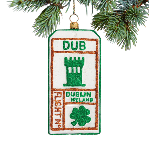 Glass Luggage Tag- Dublin Christmas Ornament