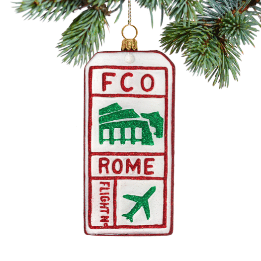 Glass Luggage Tag- Rome Christmas Ornament