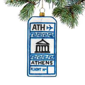 Glass Luggage Tag- Athens Christmas Ornament